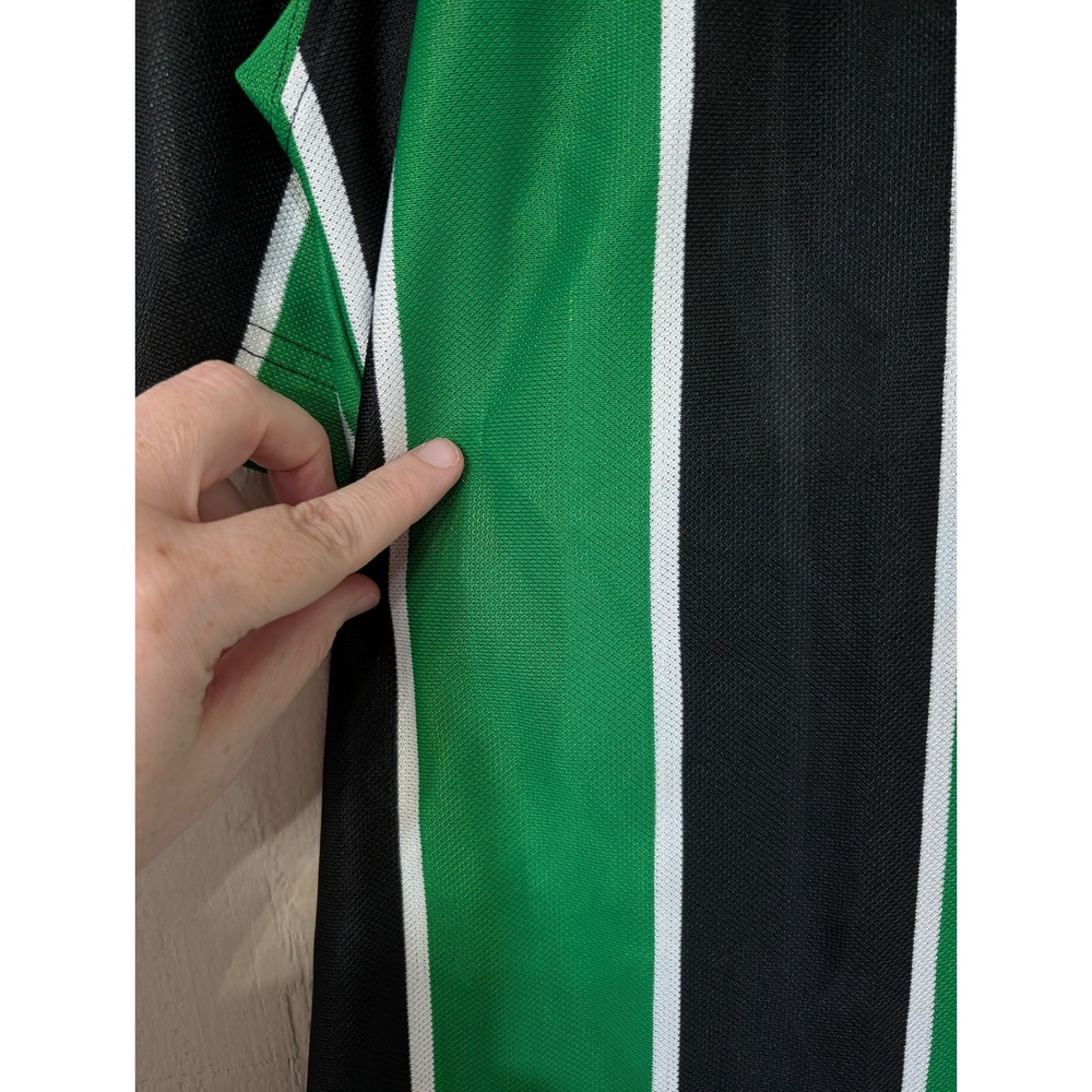 Vintage 90s Nike Team Jersey Mens Green Black Vertical Stripe V-Neck Soccer L - Picture 5 of 14